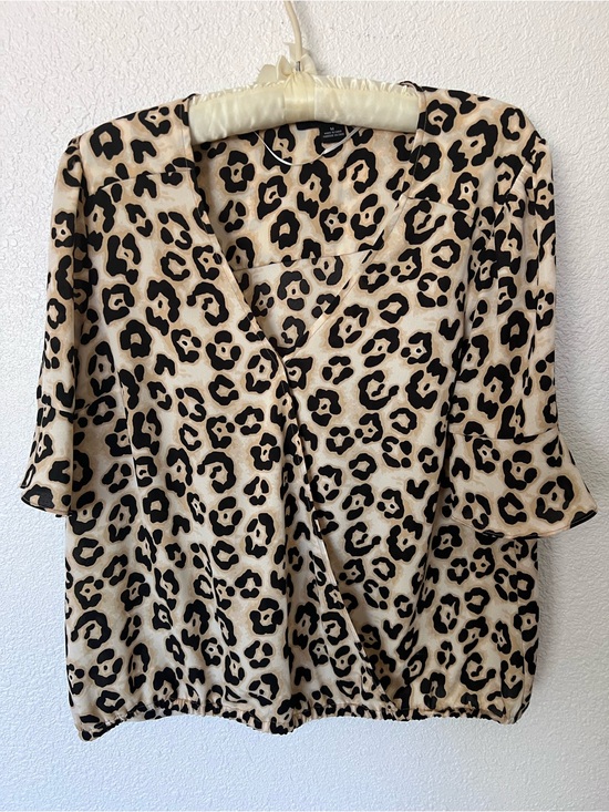 Sanctuary Tops - Sanctuary Beige and Black Leopard Print Wrap Blouse size Med
